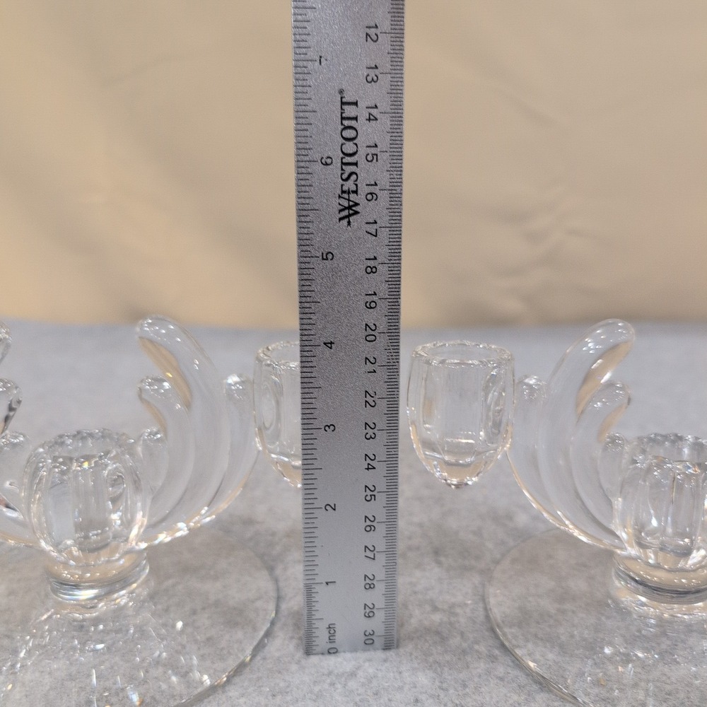 Vintage Heisey Crystolite Clear Glass Candelabra Set of 2 c. 1937-1957 - Picture 5 of 7